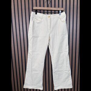 St John Jeans 12 Womens Ivory Fashion Fit Straight Bright Denim High Rise